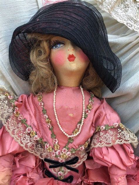 Rare Antique 1920s Etta Boudoir Doll Pink Silk Dress Ribbon Flowers Blonde Vtg 1933830853