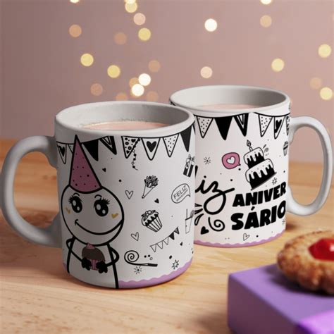 Caneca Feliz Anivers Rio Flork Elo Produtos Especiais