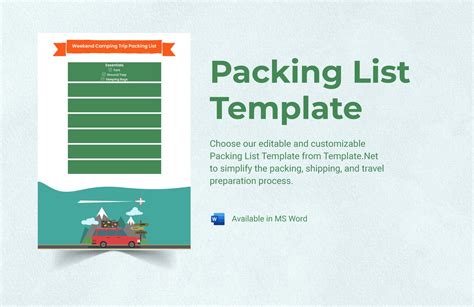 Travel Packing List Template In Pages Word Pdf Google Docs