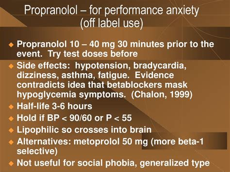 Propranolol dosage for performance anxiety