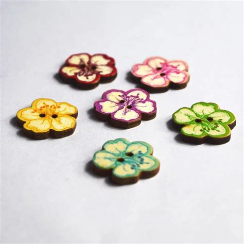 50pcs Multicolor flower Decorative Buttons Sewing Buttons Scrapbooking ...