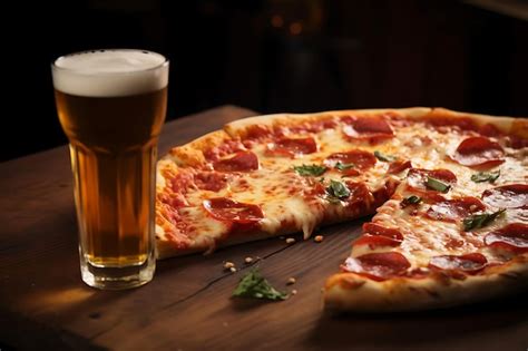 Pizza And Beer Pairing Premium Ai Generated Image