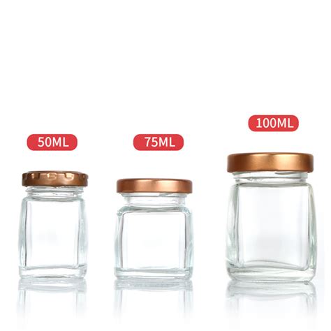 Food Grade 50ml 75ml 100ml Square Glass Jam Jar Bird’s Nest Jar With Lid