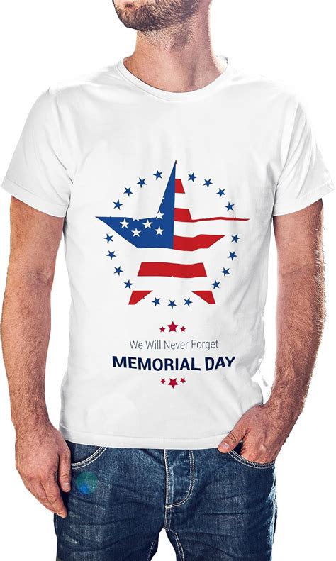 Mens Memorial Day Short Sleeve Tee Crewneck T Shirt White