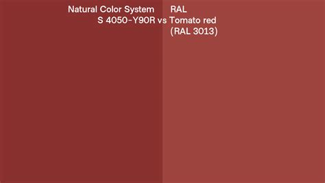 Natural Color System S 4050 Y90r Vs Ral Tomato Red Ral 3013 Side By