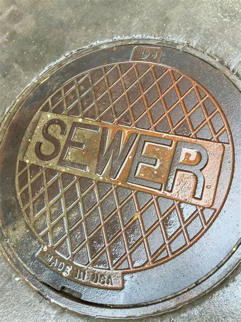 Industrial Wet Sewer Street Drain Cover Stock Photo - Image of street ...