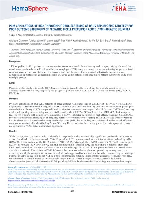 PDF P325 APPLICATIONS OF HIGH THROUGHPUT DRUG SCREENING AS DRUG