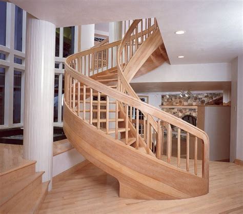 Solid Wood Spiral Stair Red Oak Wood Custom Made Stairs And Staircase