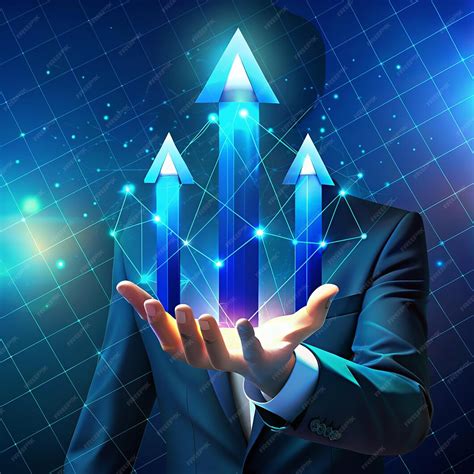 Premium Photo Abstract Digital Businessman Hand Holding Rising Arrows