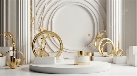 Gold And White Display With Golden Jewelry Item On The Wall 4k Photo ...