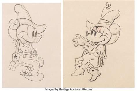 Two Gun Mickey Minnie Mouse And Mickey Mouse Animation Drawing Group Of