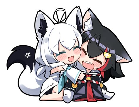 Safebooru 2girls D Ahoge Animal Ear Fluff Animal Ears Black Hair