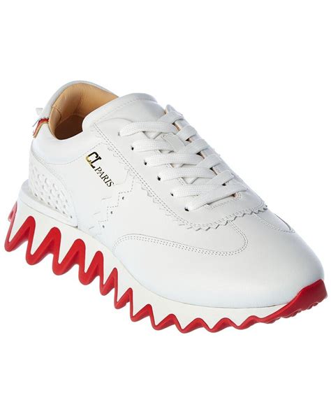 Christian Louboutin Loubishark Leather Sneaker In White Gray For Men