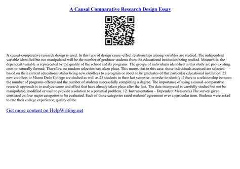 A Causal Comparative Research Design Essay | PPT