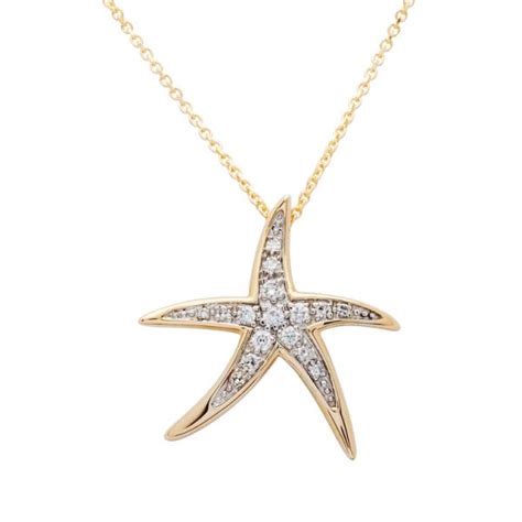 Starfish Necklace Encrusted With Aqua Crystals — Ocean Jewelry Store