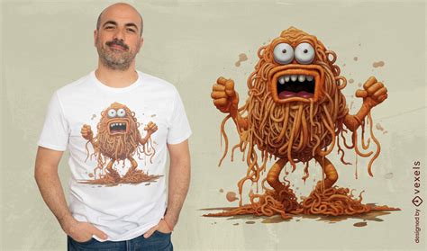 Spaghetti Monster Cartoon T-shirt Design PSD Editable Template