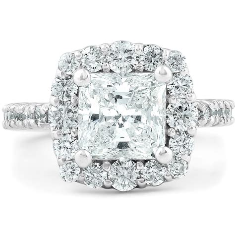 Princess Diamond Halo Engagement Ring