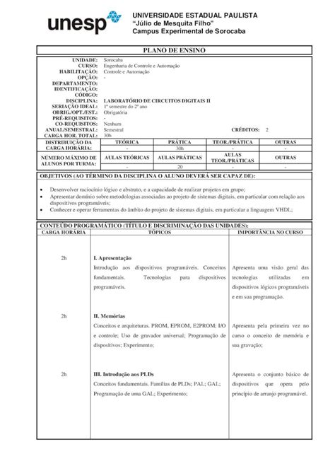 PDF PLANO DE ENSINO UNESP Câmpus de Sorocaba Máquina de Moore