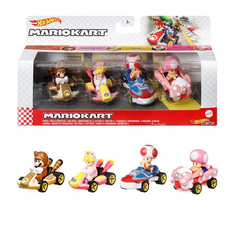 Free Shipping Hot Wheels Mario Kart Vehicles Pack Scale With Character Inspired Karts