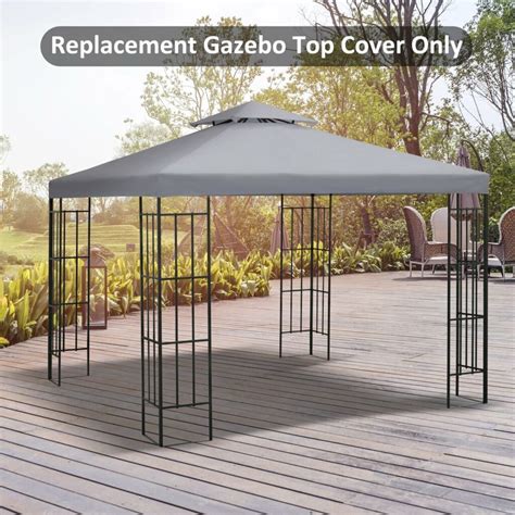 Outsunny 3m 2 Tier Garden Gazebo Top Cover Replacement Canopy Roof