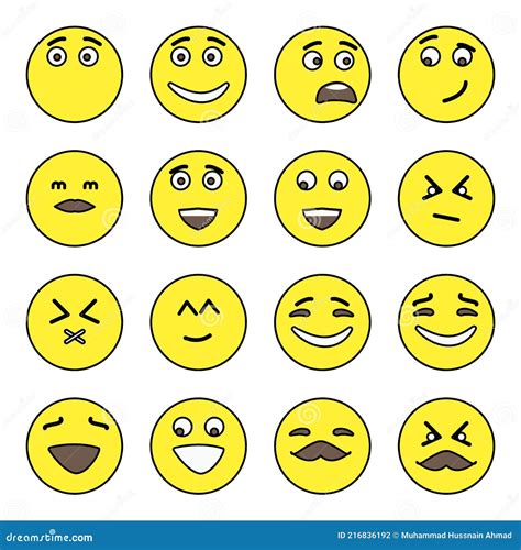 Pack of Smiley and Text Faces Icons Stock Illustration - Illustration ...