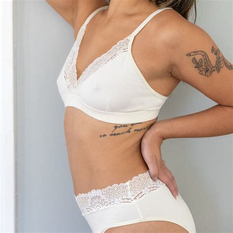 On The Inside Alyssa Ivory Organic Cotton Mid Rise Bikini Panties