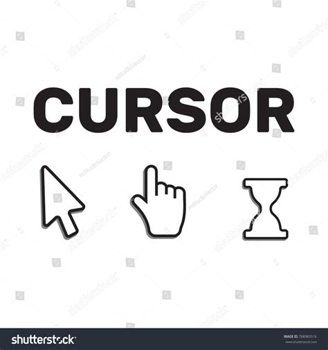 Pixel Cursors Icons Mouse Hand Arrow Stock Vector Royalty Free