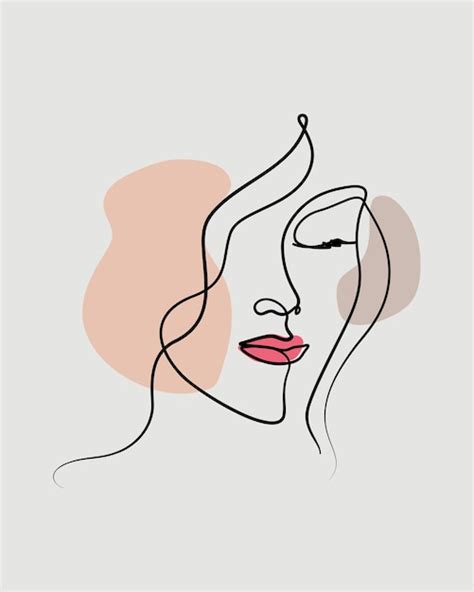 Illustration De Visage De Femme Dessin Au Trait Abstrait Vecteur Premium