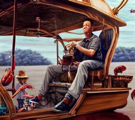 Tom Hanks As Forrest Gump Sitting In A Giant Shrimp Stable Diffusion