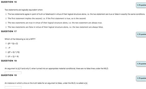 Solved Two Statements Are Logically Equivalent When The Two Chegg