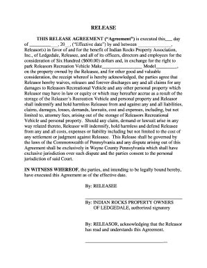 Fillable Online This Release Agreement Agreement Is Executed This Day