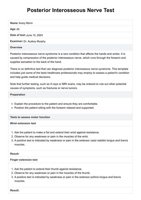 Posterior Interosseous Nerve Tests & Example | Free PDF Download