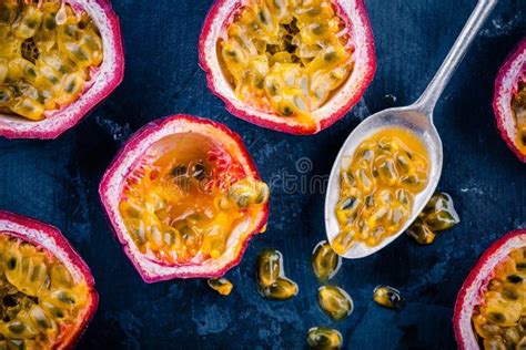 Ripe Organic Passion Fruit Above View Stock Image Image Of Organic