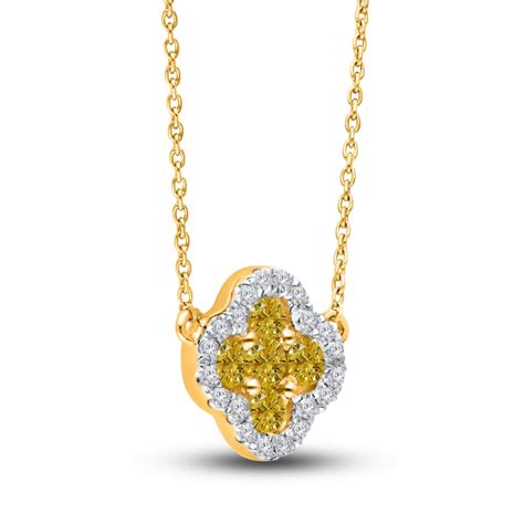 Kallati Natural Yellow Diamond Pendant Necklace 12 Ct Tw Round 14k