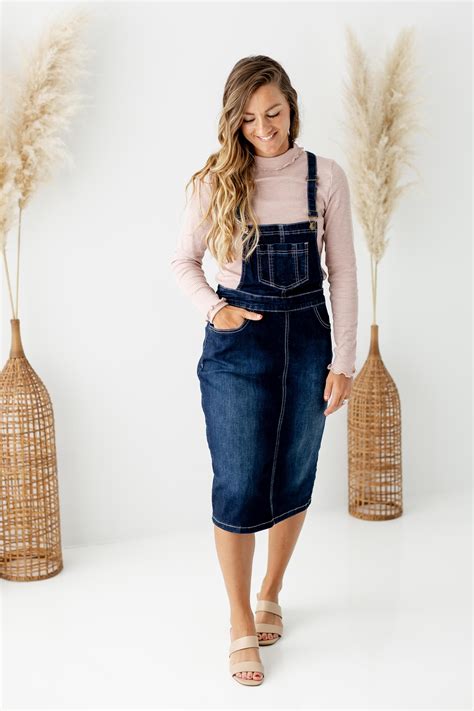 Meet Your New Go To Outfit The Emerson Dark Denim Skirt Overalls