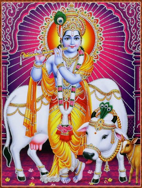 The God And His Cow Are Depicted In This Painting