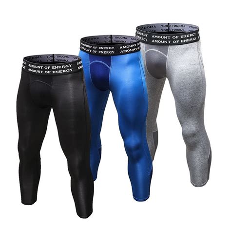 Men Compression 3 4 Capri Shorts Pants Baselayer Cool Dry Sports