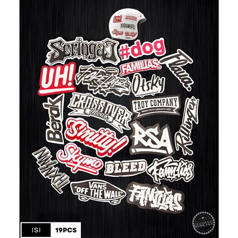 Jual Stiker Stiker Brand Distro Lokal Isi 19Pcs Vinyl Cocok Ditempel