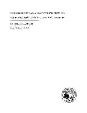 Fillable Online Water Usgs User S Guide To Sac A Computer Program For