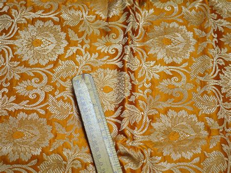 Mustard Yellow Brocade Fabric Banarasi Brocade Fabric By The Etsy