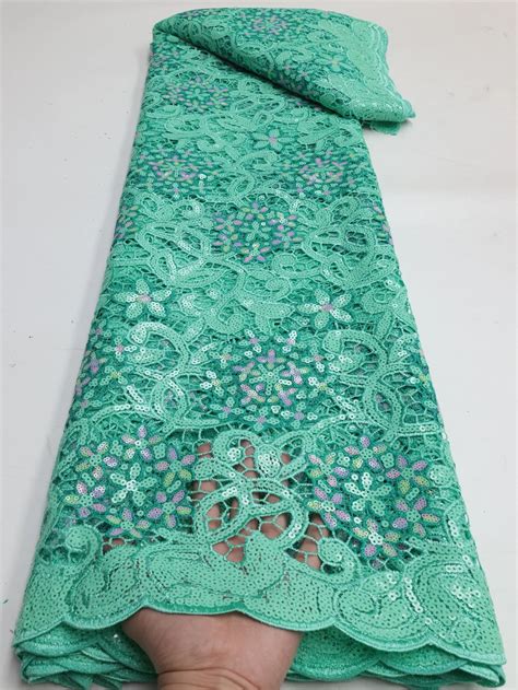 Nigerian Water Soluble French Lace Fabric With Sequins High