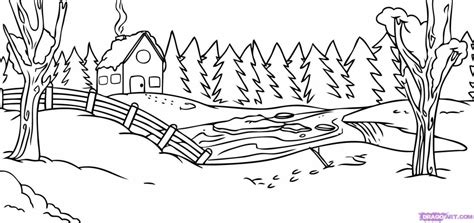 Winter Scene Coloring Pages - Coloring Home