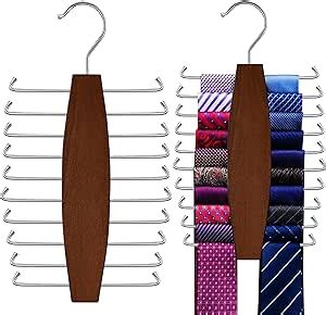 Amazon IPOW 2 Pack Tie Racks For Men Closet Non Slip Wooden Tie