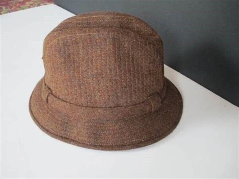 Vintage Mens Stetson Fedora Hat In Brown Tweed 100 Gem