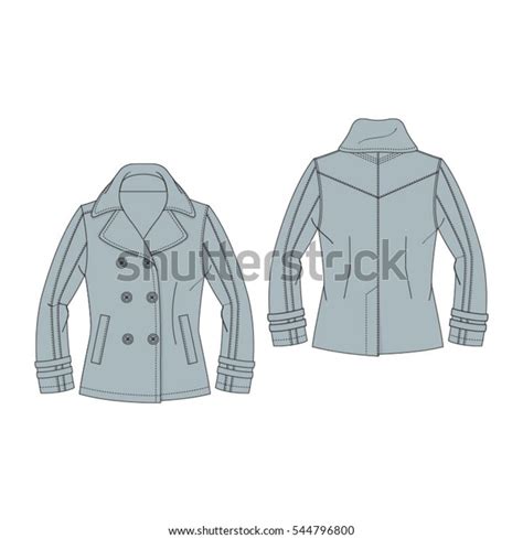 Women Pea Coat Template Stock Vector Royalty Free 544796800