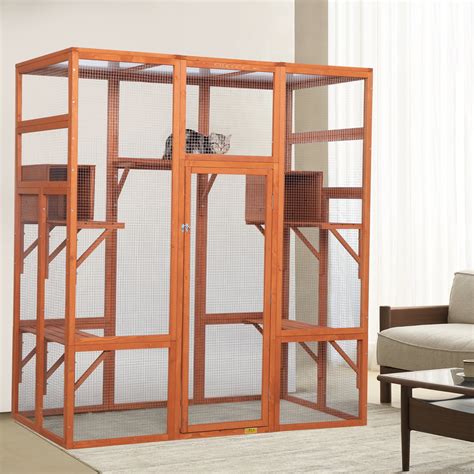 Coziwow Large Outdoor Wood Cat Enclosure, Weatherproof Cover, Orange - Walmart.com