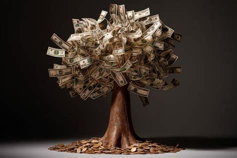 Premium Photo Tree With Growing Banknotes Symbolizing Wealth