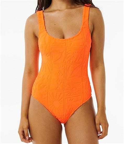 Rip Curl Santorini Solid Wide Strap Scoop Neck One Piece Swimsuit