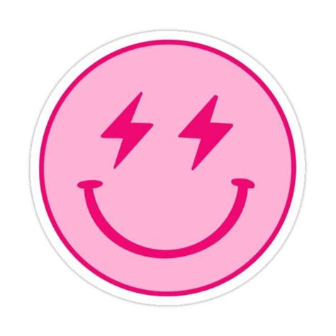 light pink smiley face, lightning bolt eyes Sticker by lt shop | Preppy stickers, Preppy wall ...