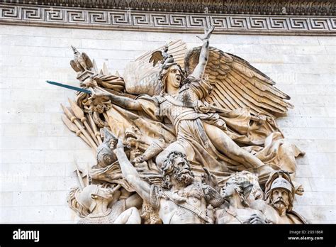 Sculpture "La Marseillaise" on the Arc de Triomphe, in Paris, France ...